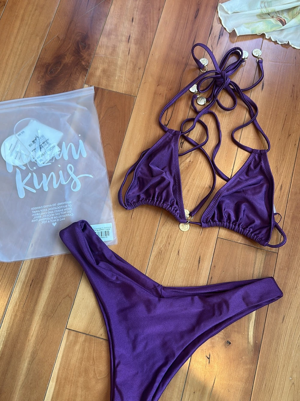 Kulani Kinis Purple Triangle String Bikini Set